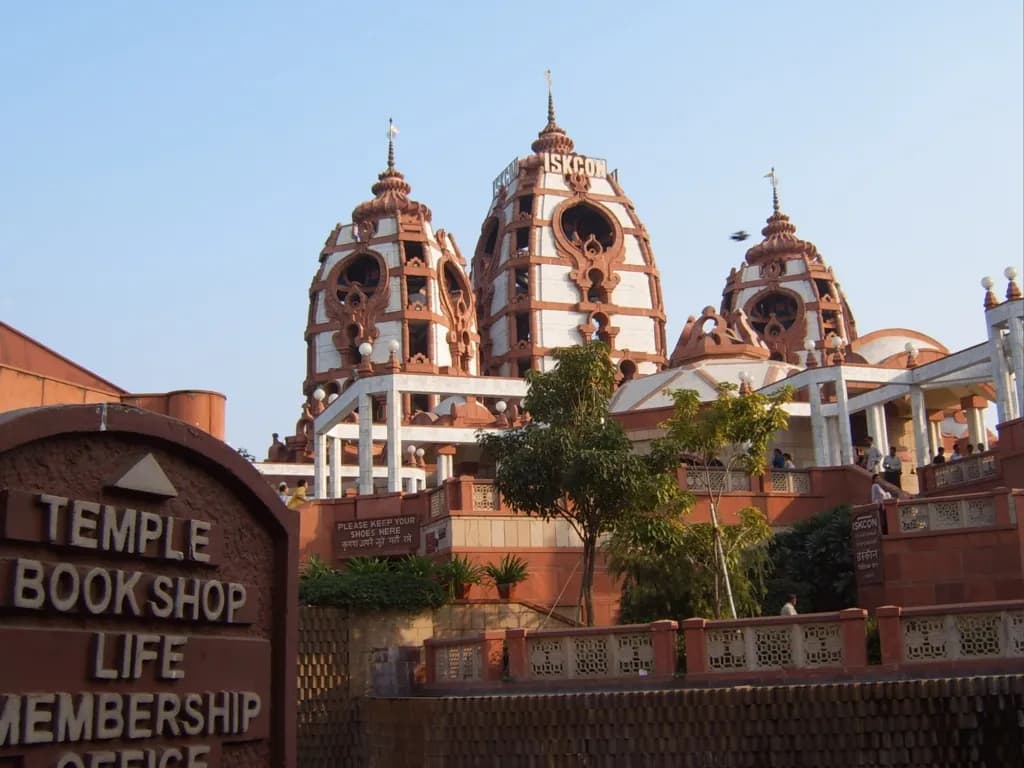 Exterior of ISKCON Temple Delhi in East of Kailash