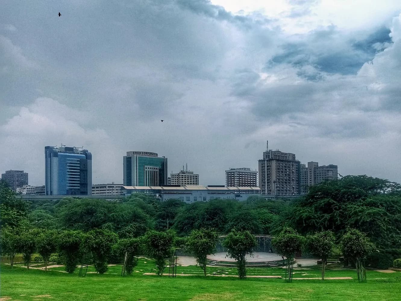 Nehru Place business district skyline viewed from Astha Kunj